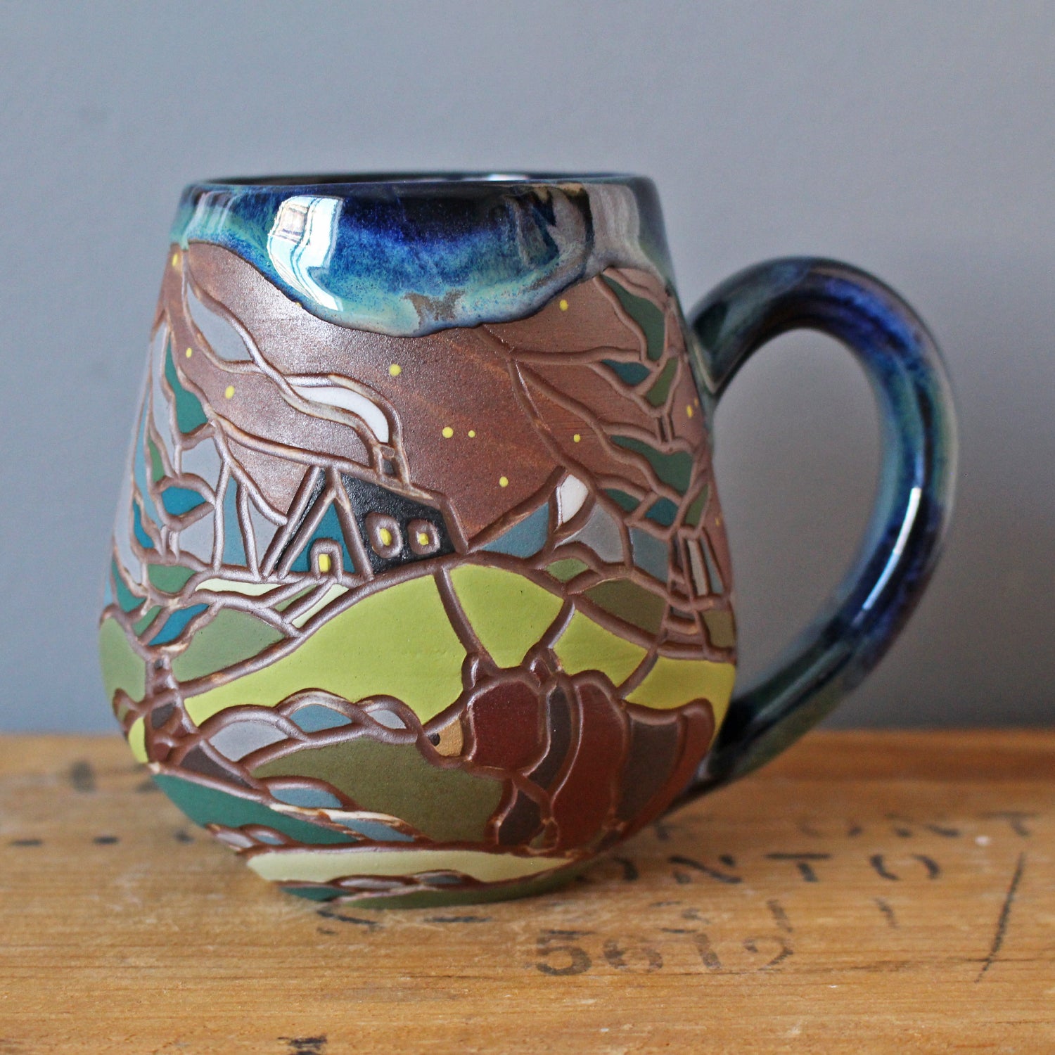 Aframe with Bear Mug 16 oz Wilding Ceramics