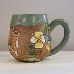 Chipmunk + Pansies Mug
