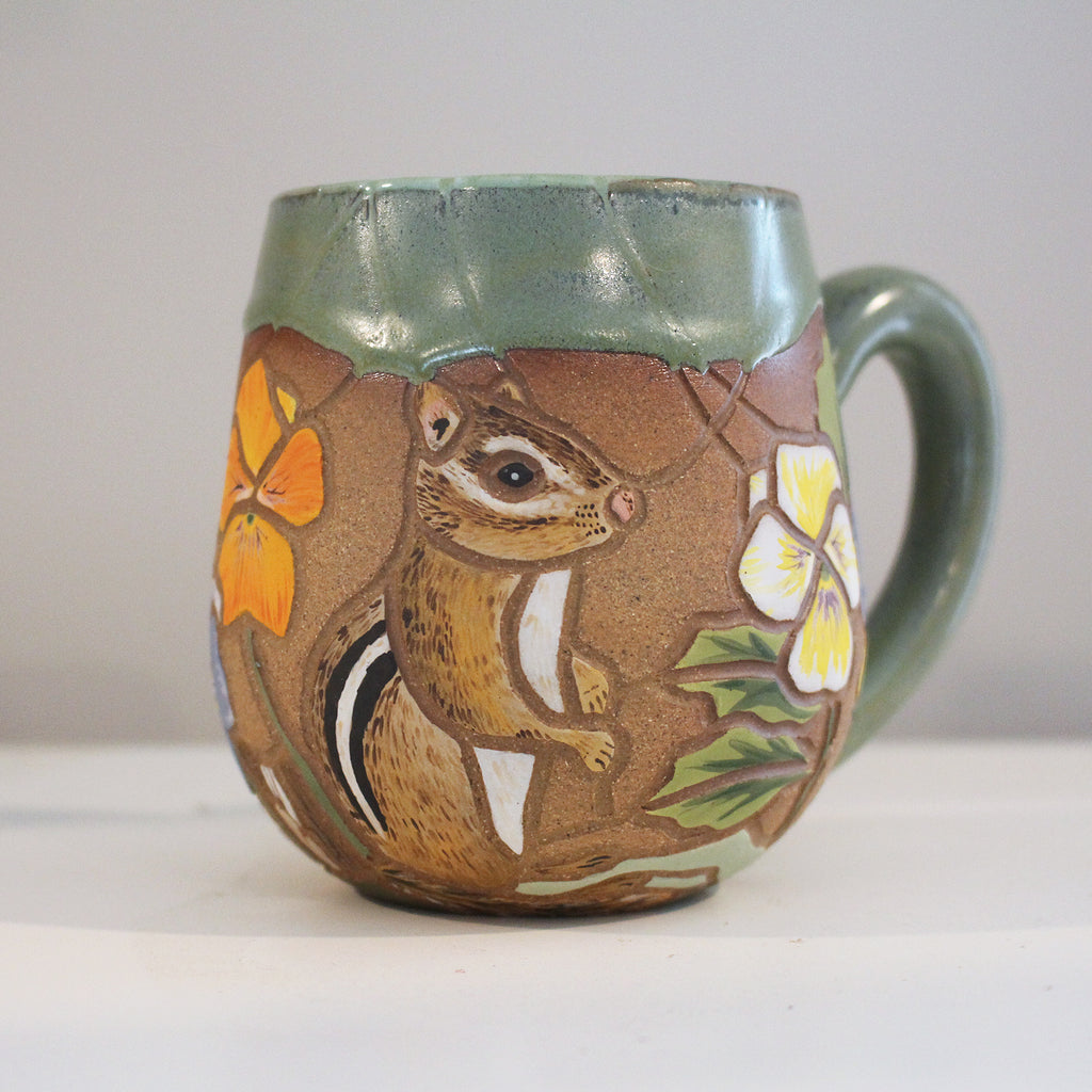 Chipmunk + Pansies Mug