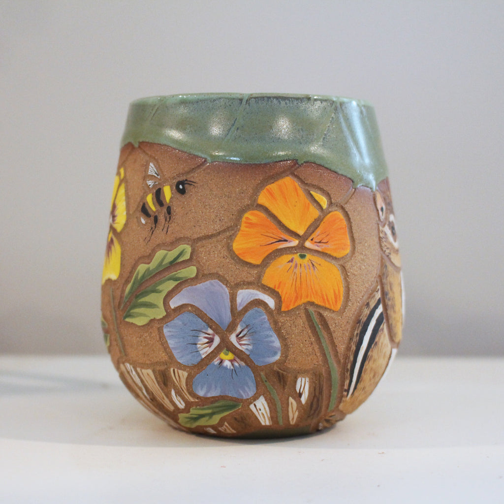 Chipmunk + Pansies Mug
